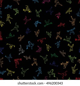 Man dancing street dance in urban hip hop style. Simple seamless pattern. Vector illustration