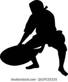 A man dancing the traditional Japanese art of "Yasugi-bushi"