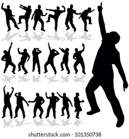man dancing vector silhouette art illustration on white