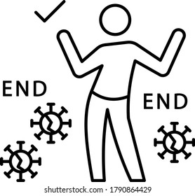 Man is Dancing for victory over coronavirus concept vector icon desig, New Normal Symbol on White background,