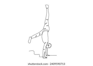 A man dancing while posing. Dancing one-line drawing