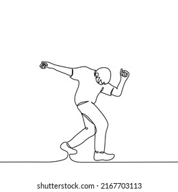 Man Dancing While Walking - One Line Drawing Vector. Concept Of Celebration, Joy, Triumph, Delight, Admiration, Anticipation, Win, Exciting
