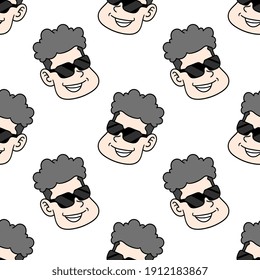 man with dark glasses seamless pattern textile print. Great for summer vintage fabric, scrapbooking, wallpaper, giftwrap. repeat pattern background design