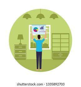 man with datachart