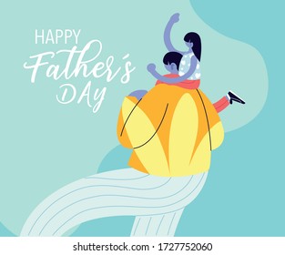 man and daughter, card of the happy father day vector illustration design