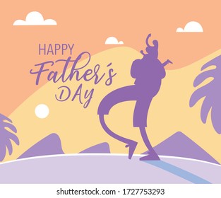 man and daughter, card of the happy father day vector illustration design