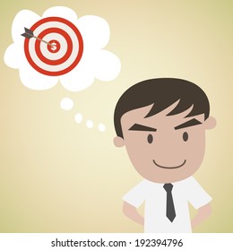 Man day dreaming target  vector