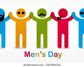 Man day international holiday, gentleman club, male solidarity concept vector illustration icon or greeting card.