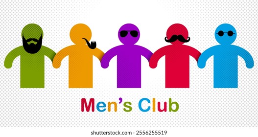 Man day international holiday, gentleman club, male solidarity concept vector illustration icon or greeting card.