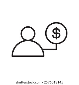 Man with debt icon Outline vector for web ui