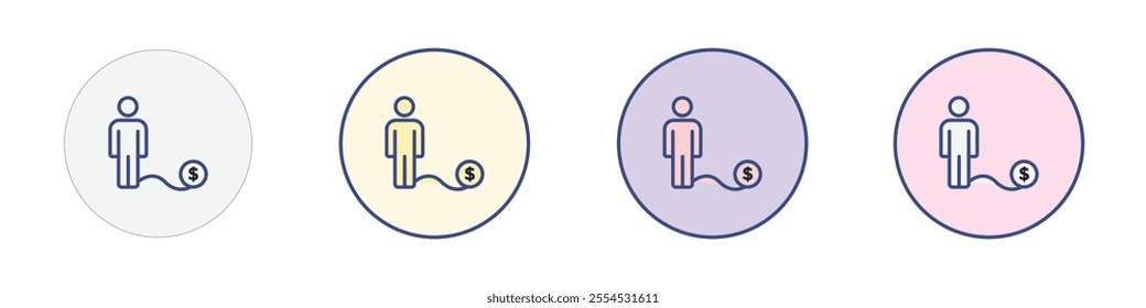 Man with debt icon Thin line flat illustration