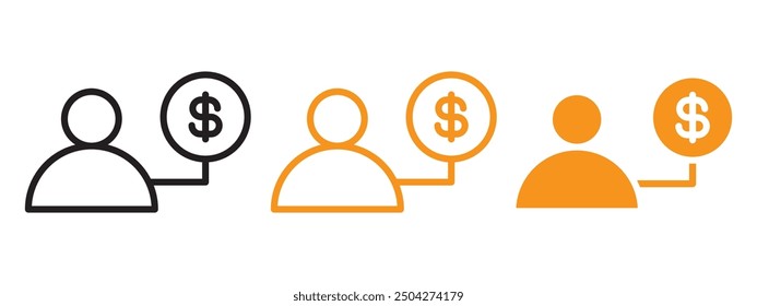 Man with debt icon web design in vector