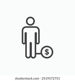 Hombre con debtlinesimple icono en estilo de línea.