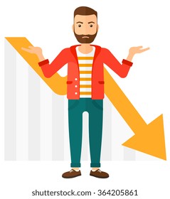 Man with declining chart.