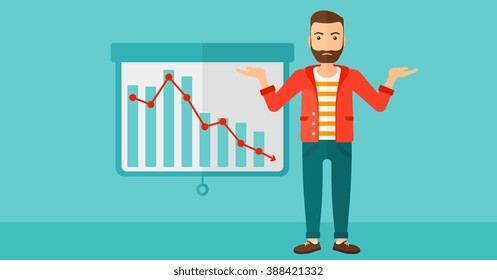 Man with decreasing chart.