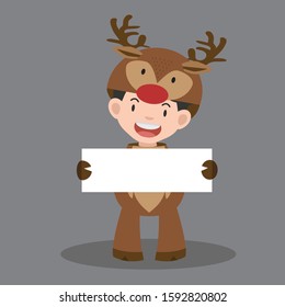 man Deer Costume  hold blank white card