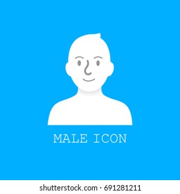 Man default avatar, flat cheerful user profile picture on blue background