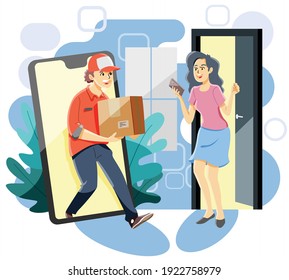 man entregando paquete al cliente