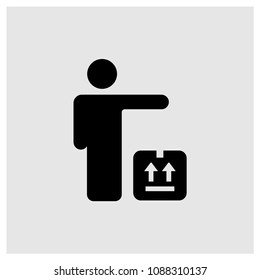 Man with delivery box package sign icon in trendy flat style isolated on grey background, modern symbol vector illustration for web