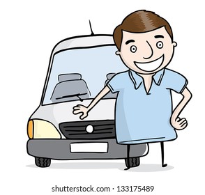  Man with Delivery Car