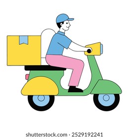 Ilustración de concepto de proceso de entrega de hombre