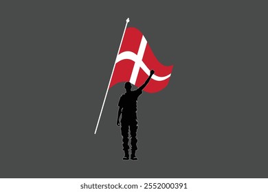 A Man with Denmark flag, Flag of Denmark national country symbol illustration Vector, Rectangle Denmark flag illustration, Flat vector illustration
