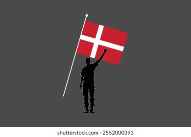 A Man with Denmark flag, Flag of Denmark national country symbol illustration Vector, Rectangle Denmark flag illustration, Flat vector illustration
