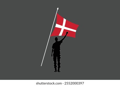 A Man with Denmark flag, Flag of Denmark national country symbol illustration Vector, Rectangle Denmark flag illustration, Flat vector illustration
