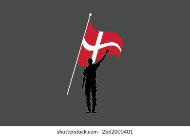 A Man with Denmark flag, Flag of Denmark national country symbol illustration Vector, Rectangle Denmark flag illustration, Flat vector illustration
