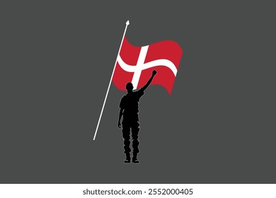 A Man with Denmark flag, Flag of Denmark national country symbol illustration Vector, Rectangle Denmark flag illustration, Flat vector illustration
