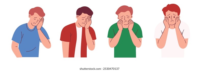 Hombre Deprimido Llorando, Expresión Emociones Infelices