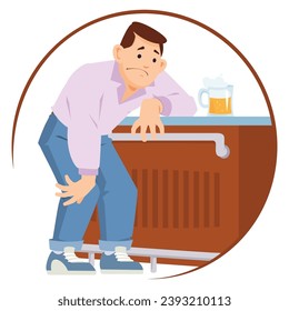 Man is depressed. Funny people. Illustration concept template for website, web landing page, banner, presentation, social, poster, promotion or print media.