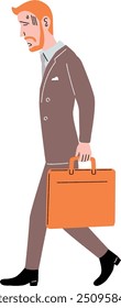 A man in a depressed suit is walking.