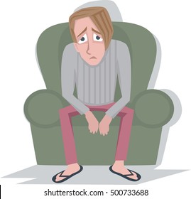 man in depression funny vector cartoon