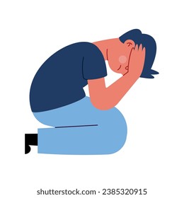 hombre con vector de ilustración de depresión aislado