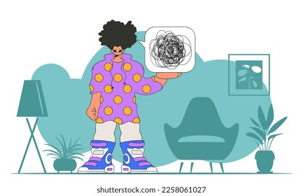 Man with depression. The man shows that he is immersed in his thoughts.