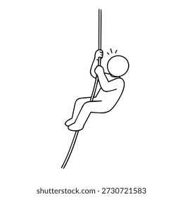 Hombre desciende sobre una cuerda icono de línea de Vector sobre un fondo blanco.
Icono de línea de Vector sobre un fondo blanco