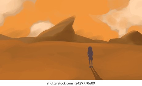 A man and the desert illustration