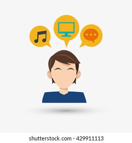 Man design. Media icon. Flat illustration