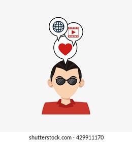 Man design. Media icon. Flat illustration