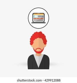 Man design. Media icon. Flat illustration