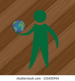man design over wood background vector illustration  