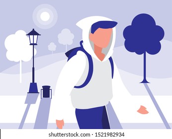 Man design, Park nature outdoor season spring and summer theme Vector illustration