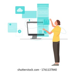 Man designer develops website design.