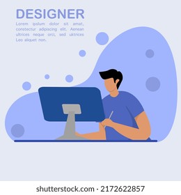 a man is designing using a tablet and a pencil.
design for freelancers, designers, professionals, and posters