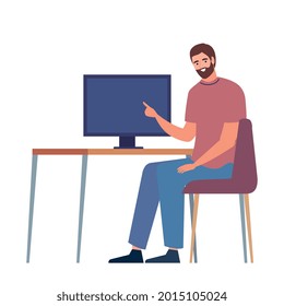 man in the desktop computer