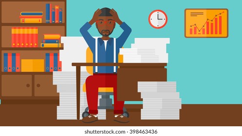 Man in despair sitting in office.