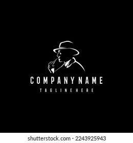 The man of detective logo design icon. The man of detective line art design. The man of detective icon design. The man of detective design inspiration