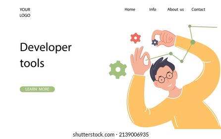The man is a developer of computer software, Internet advertising.Landing page design concept for web and graphic design.Programming services.