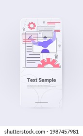 man developer creating website ui interface web application development program software optimization concept